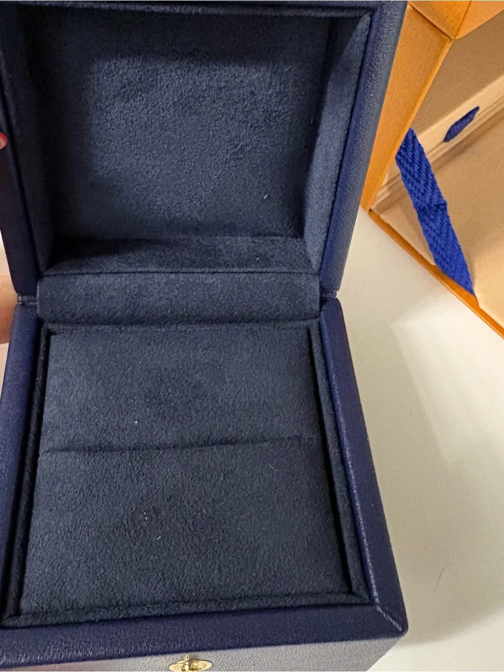 Louis Vuitton Jewelry Ring Box in Navy Blue leather with gift box